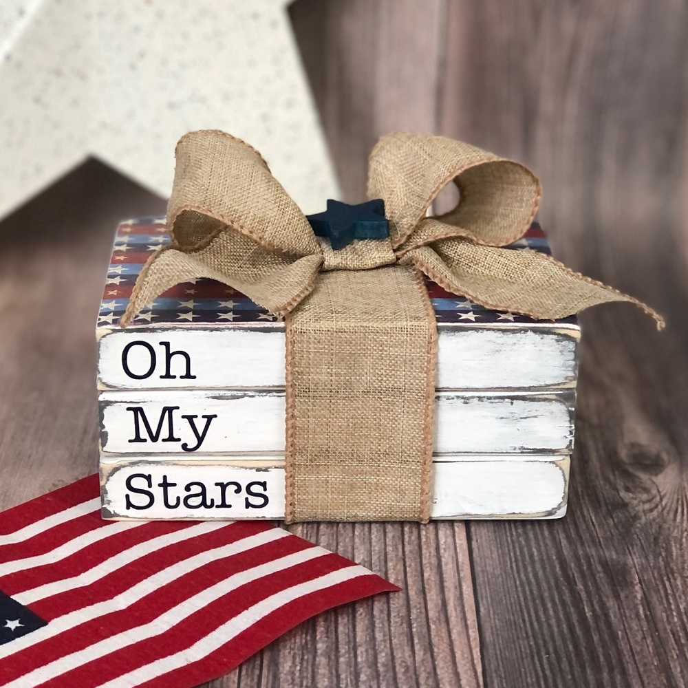 Oh My Stars Wood Book Stack